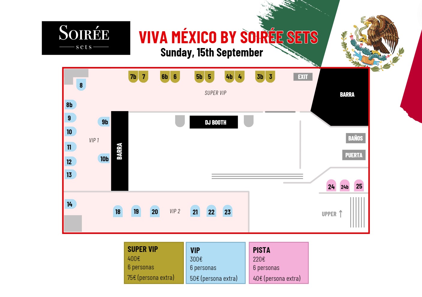 Reserva Mesa VIP. VIVA MEXICO BY SOIREE SETS. Domingo 15 de Septiembre 2024 - Imagen 2